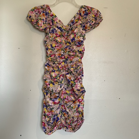 Zara Ruched Dress with Bright Floral Print, size S - Picture 8 of 11